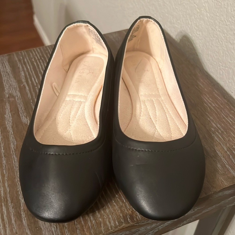 DANSKIN Womens 10 Black Slip On Vegan Ballet Flats Shoes Poise